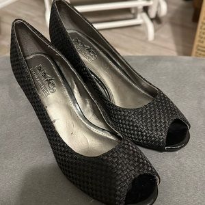 EUC Coach black peep toe heels